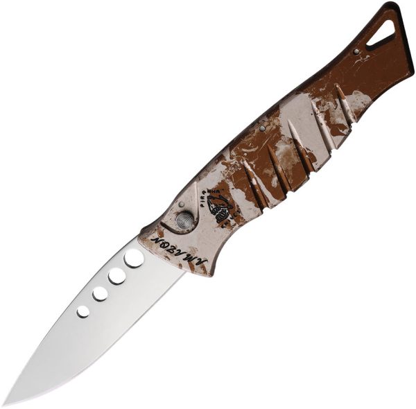 Piranha Knives Automatic Amazon Knife Button Lock Camo Aluminum 154CM Blade CP3C For Cheap