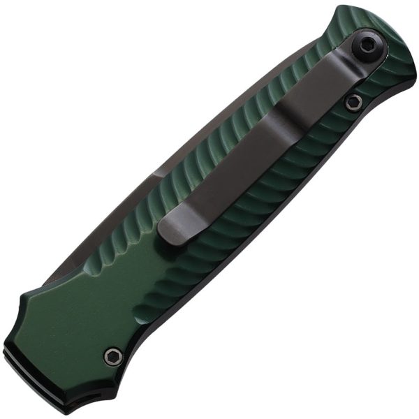 Piranha Knives Automatic Miniguard Knife Button Lock Green Aluminum S30V Fixed Blade Knife 7GT Sale - Image 2