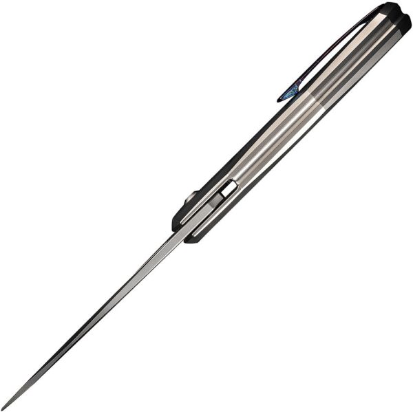 We Knife Ignio Framelock Polished Titanium Folding CPM-20CV Pocket Knife  OPEN BOX on Sale - Image 5