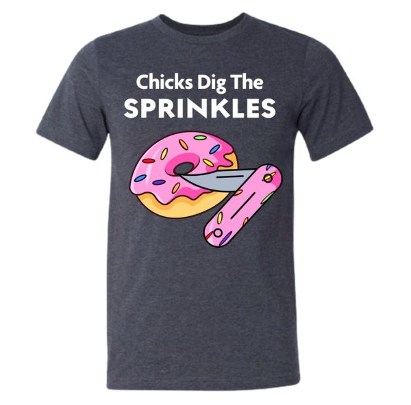 Chicks Dig the Sprinkles Donut Knife Dark Heather Gray Short Sleeve T-Shirt 2X Fashion