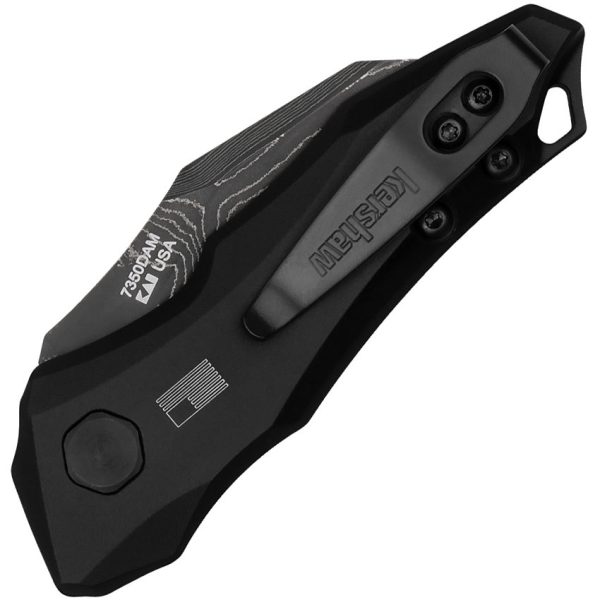 Kershaw Automatic Launch 10 Button Lock Black Aluminum Damascus Folding Knife 7350DAM   - On Sale For Sale - Image 2