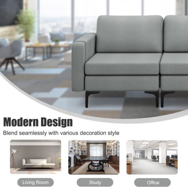 Costway Sofa 3-Seat Couch with Steel Frame USB Ports and Armrest Organizer New Online now - Image 5