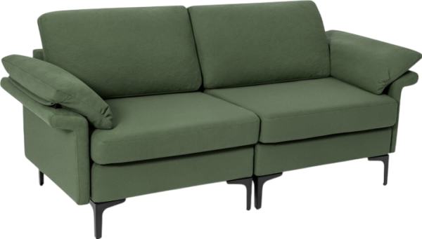 Costway Sofa 2 Seat Sectional with Metal Legs and Soft Upholstery New on Sale