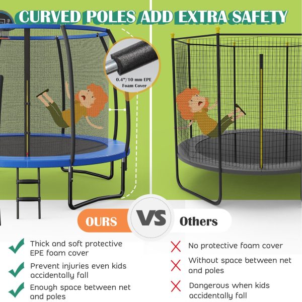 Costway Recreational Trampoline 12 ft with Basketball Hoop and Enclosure Net New on Sale - Image 4