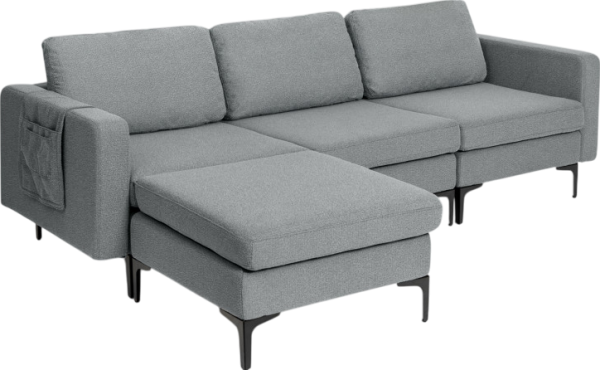 Costway Sofa 3-Seat L-Shaped Modular Couch Ottoman USB Ports and Armrest Organizer New For Sale