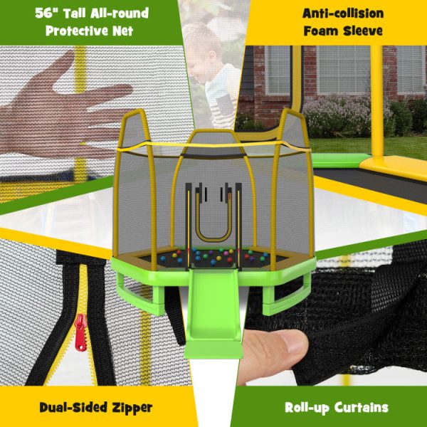 Costway Trampoline 7  Kids with Ladder Slide and Enclosure for Indoor and Outdoor New Discount - Image 4