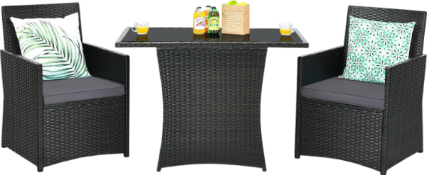 Costway Patio Furniture 3 PCS Bistro Set with Ergonomic Armchairs and Sturdy Table New Cheap