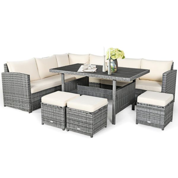 Costway Outdoor Wicker Sectional Sofa Set with Dining Table 7 Pieces New Online - Image 3