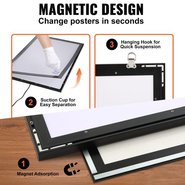 Vevor LED Light Box Poster Frame 27  x 40  Backlit Aluminum Wall Display Horizontal and Vertical New on Sale - Image 5