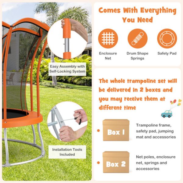Costway Trampoline 10  Outdoor Flower Shape with Enclosure Net and Safety Features New Cheap - Image 5