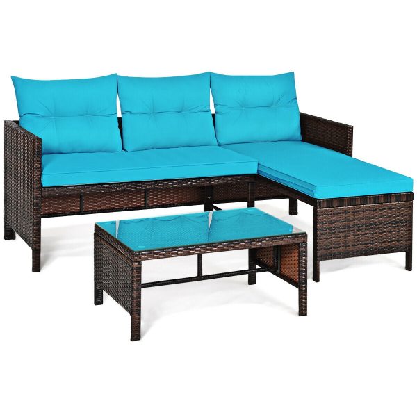 Costway Outdoor Rattan Sofa Set with Coffee Table 3 Pieces New Online Hot Sale - Image 2