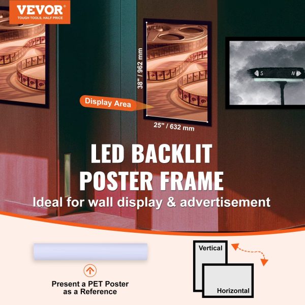 Vevor LED Light Box Poster Frame 27  x 40  Backlit Aluminum Wall Display Horizontal and Vertical New on Sale - Image 3