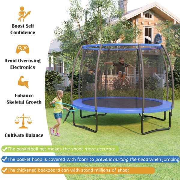 Costway Recreational Trampoline 12 ft with Basketball Hoop and Enclosure Net New on Sale - Image 3