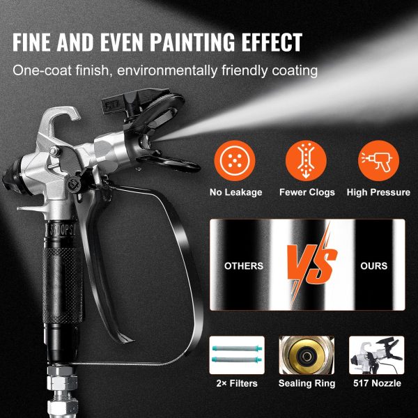 Vevor Airless Paint Sprayer with Wheeled Cart 1.2L min Flow Rate 750W 3000PSI Max Pressure New Online - Image 3