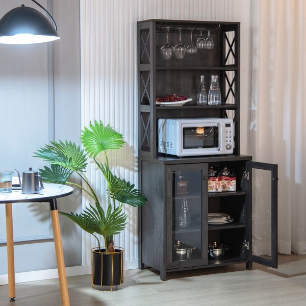 Costway Freestanding Wine Cabinet with Glass Holder and Adjustable Shelves New Cheap - Image 2