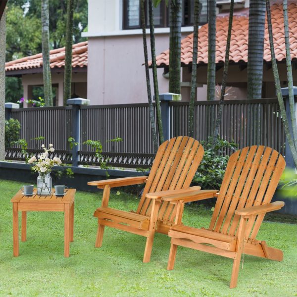 Costway Adirondack Chair Set with Widened Armrests and Side Table New Fashion - Image 2