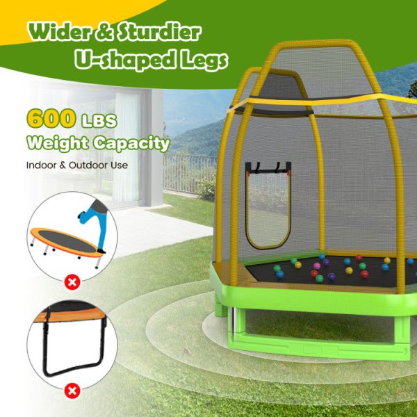 Costway Trampoline 7  Kids with Ladder Slide and Enclosure for Indoor and Outdoor New Discount - Image 5